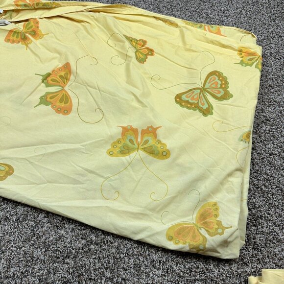 Vtg 60s 70s Hanae Mori 3 Pc Twin Sheet Set Butterfly Yellow MCM Retro Hippie - Picture 8 of 8